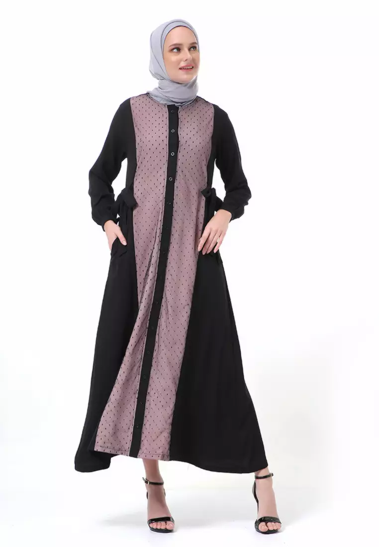 Palupi Dress Gamis Muslimah Wanita Lengan Panjang Regular Fit High Quality - Pink