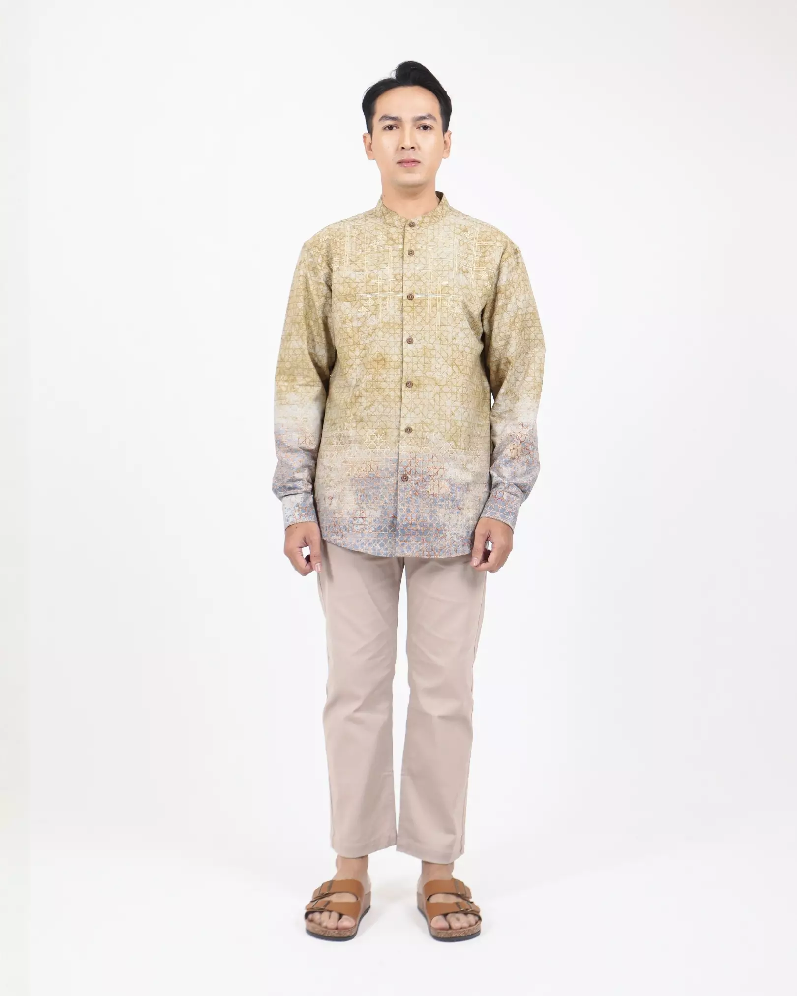 AMK Kemeja Koko Pria Lengan Panjang KK Taha S/s Cream