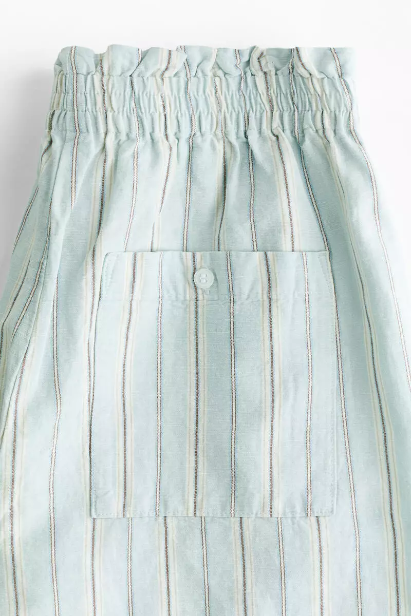 Linen-blend paper bag shorts
