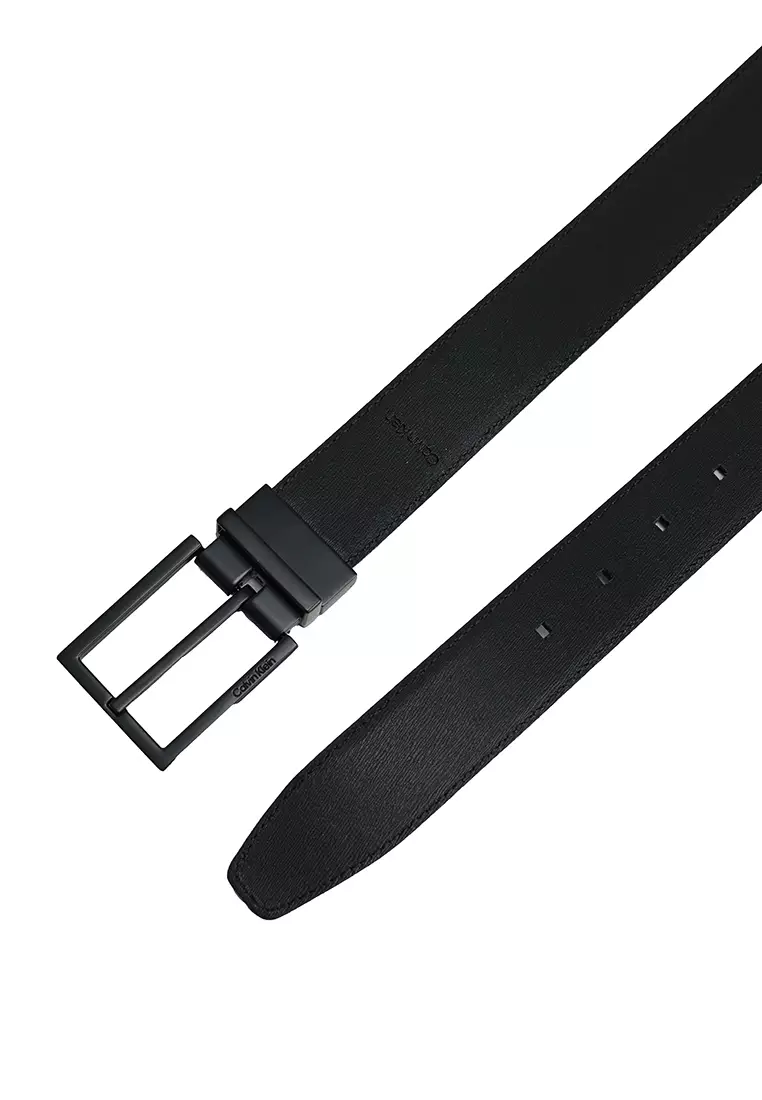 HM NEO TANDEM 32MM REVERSIBLE BELT BLACK AND TAN LEATHER SILVER BUCKLE