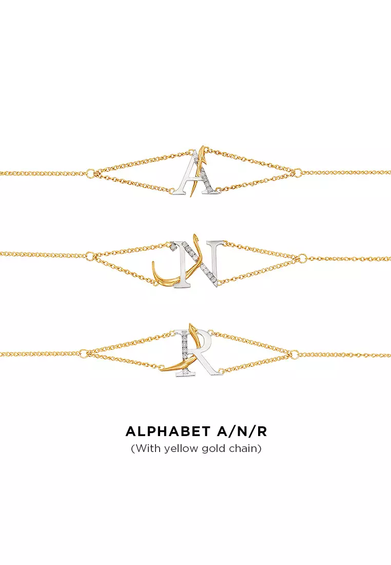 HABIB TULUS | Diamond Bracelet in 375/9K Yellow and White Gold (Alphabet) 681530524(A)-YG