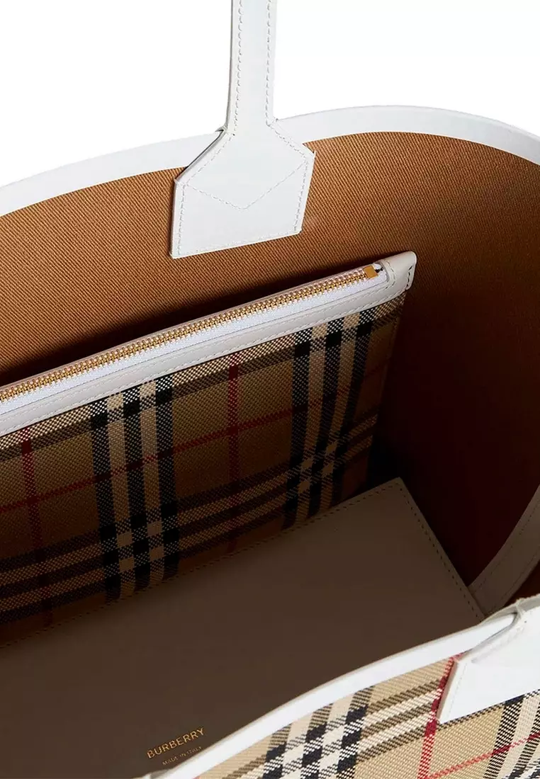 Small London Tote Bag in Archive Beige/White