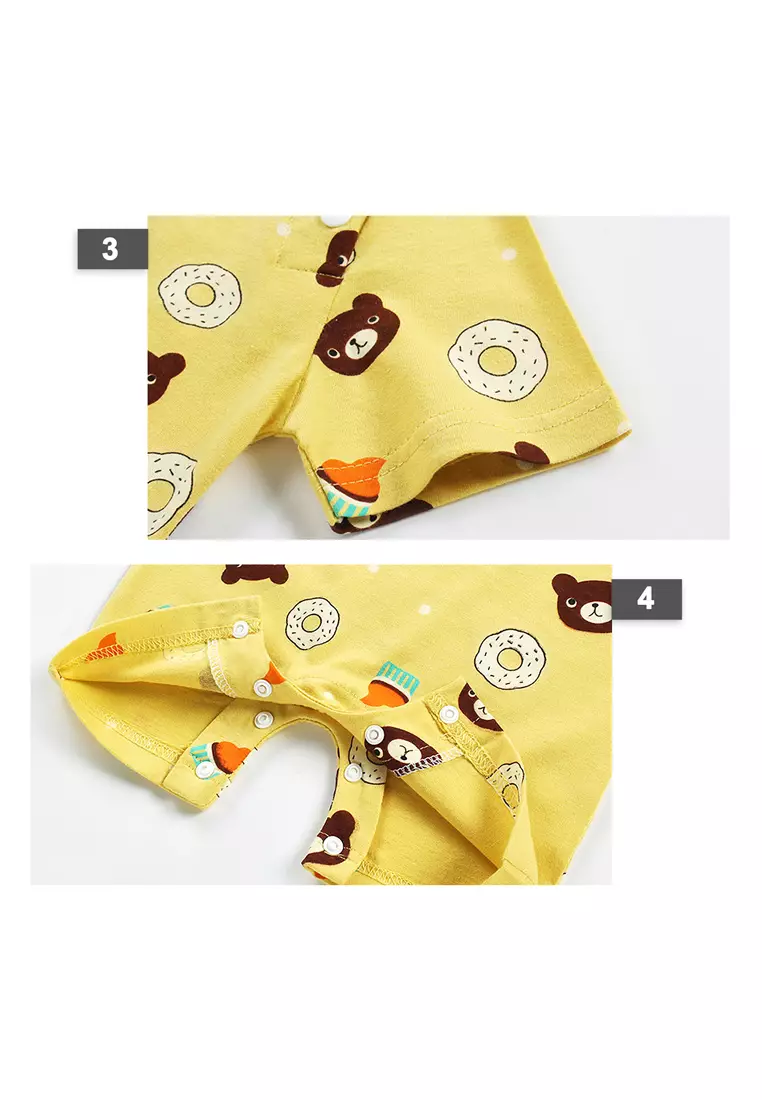 Jumpsuit Bayi Jumper Pendek Anak Laki Laki Romper Baju Kodok Motif Lucu Bear Donut Import Venrz 4271