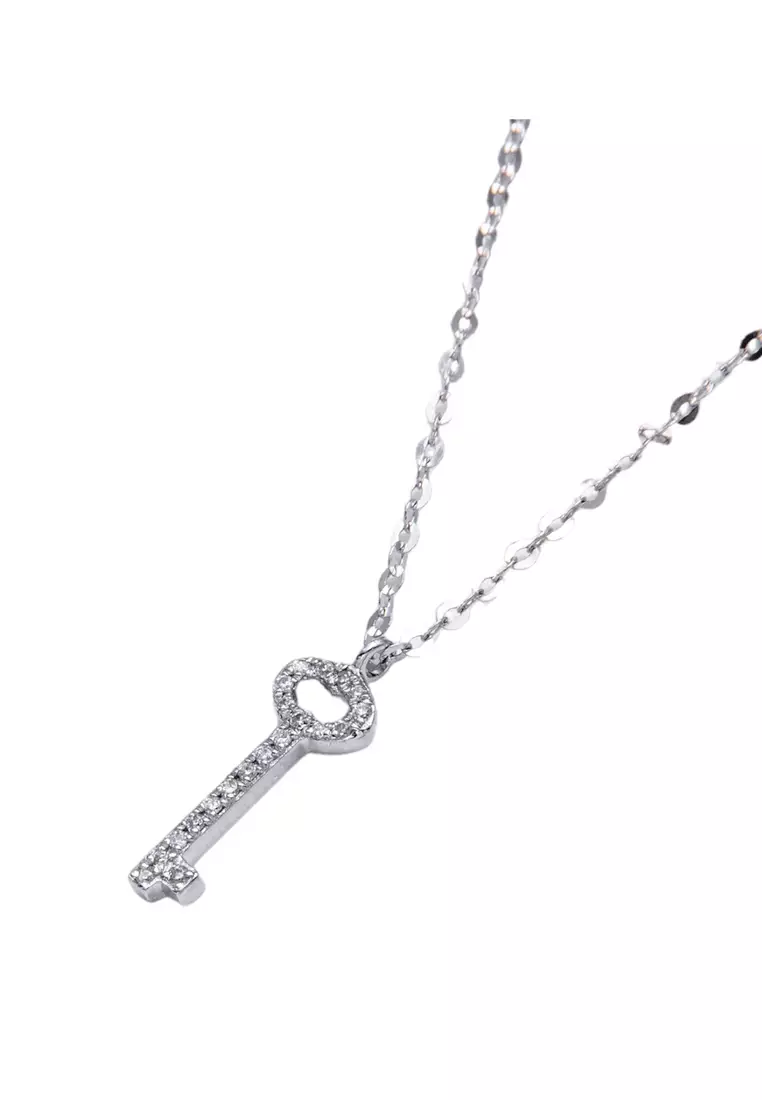 White gold key on sale necklace