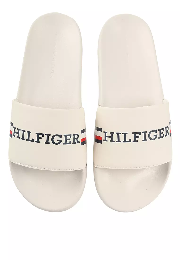 Tommy hilfiger clearance white slides