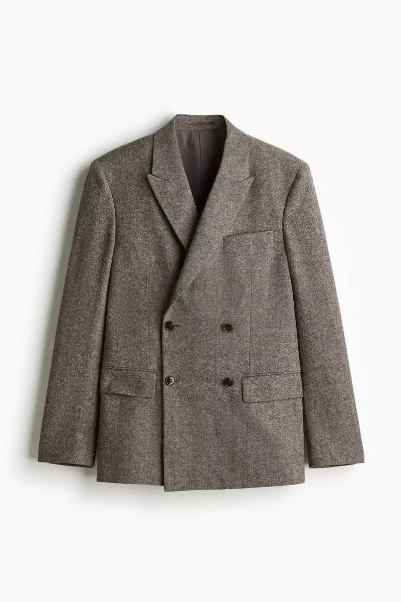 Regular Fit Wool-blend double-breasted jacket