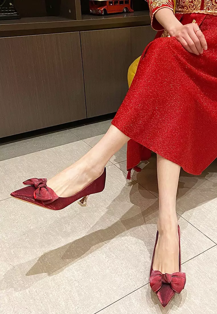 Buy Twenty Eight Shoes VANSA Velvet Bow Wedding Banquet Mid Heel