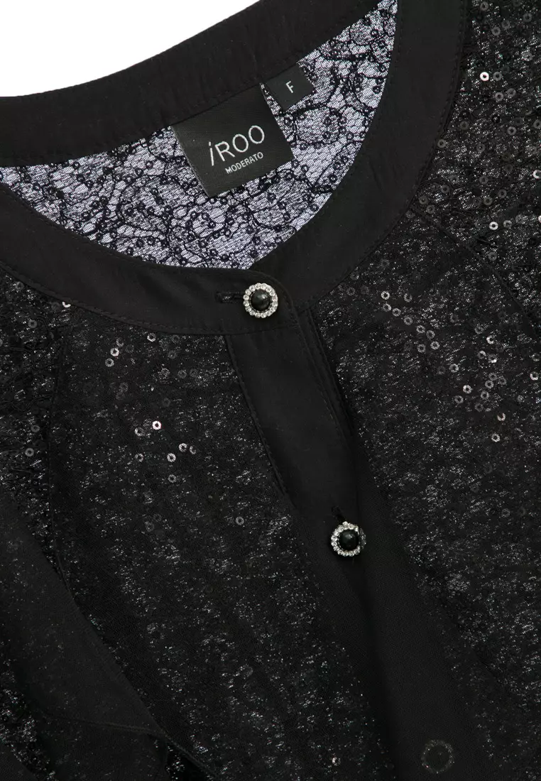 Full Sequin Top With Mesh Ruffle Layer