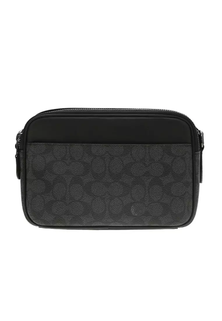 Graham Crossbody Bag In Signature Canvas Charcoal Black CV921