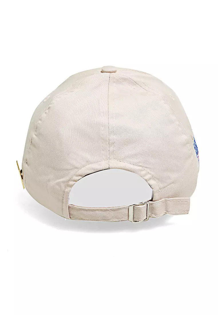 Maxton Topi Baseball Aksesoris Fashion Pria Flag Motive Resizable Strap Material Rafel ORIGINAL - Cream