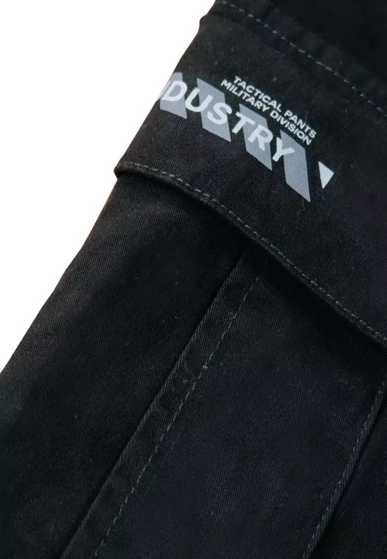 POLICE Celana Cargo Panjang Black Slim Fit Cotton Premium Pria