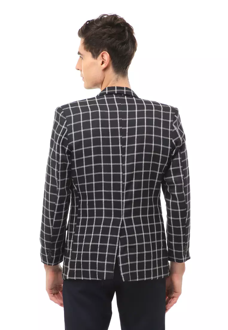 Woreq Atasan Formal Kasual Pria Outerwear Blazer Motif Kotak Long Sleeve Material Wol ORIGINAL