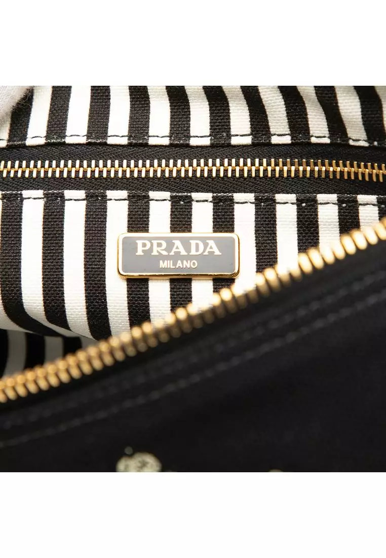 Pre-Loved Prada Canvas Canapa Logo Pouch