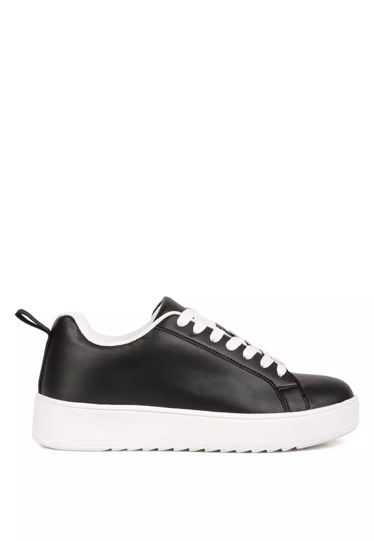 Discount on London Rag  shoes - SKU: Black Faux Leather Sneakers