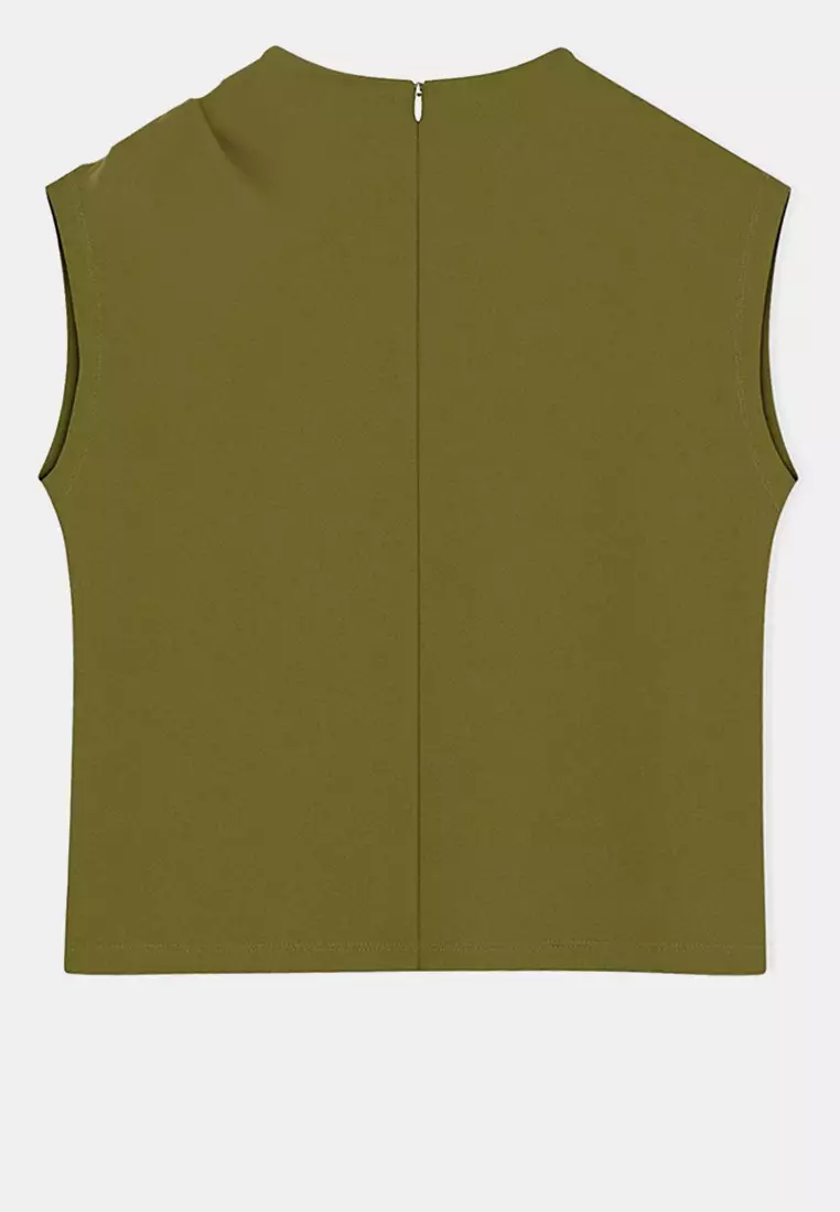 Oil Green Accessory Detailed Draped Flexible Knitted Plus Size Blouse Tbbss26Af00074