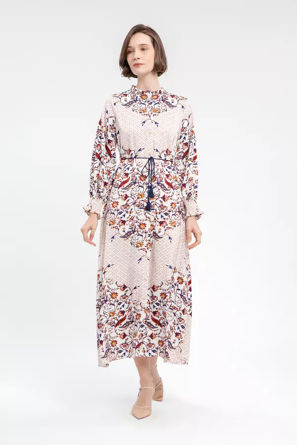 MINIMAL - Quibelle- Gamis Motif Bunga - Off White Colour Offwhite