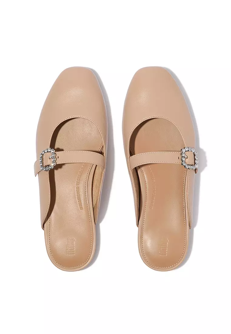 Delicato Crystal-Buckle Mary-Jane Mules