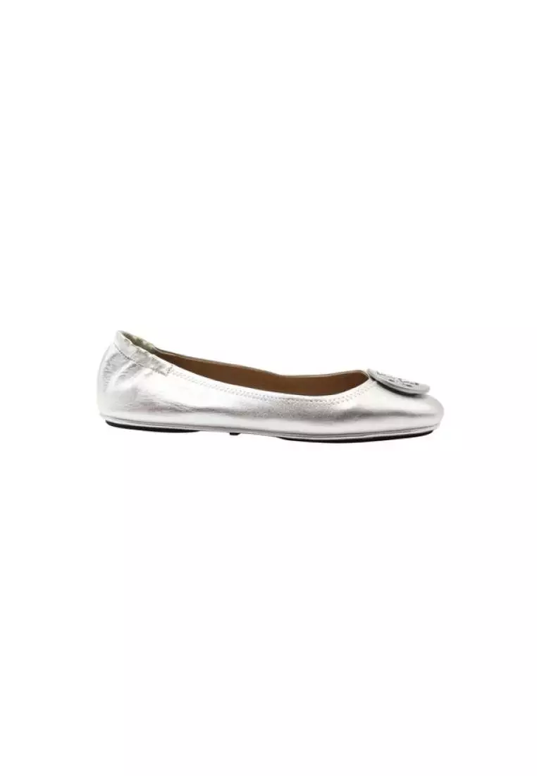 Tory burch silver minnie flats on sale