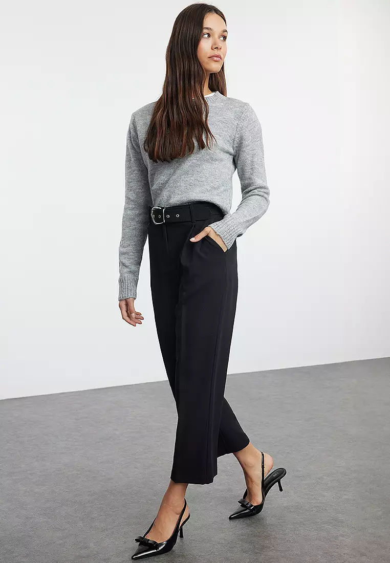 Belted Straight Cut Trousers