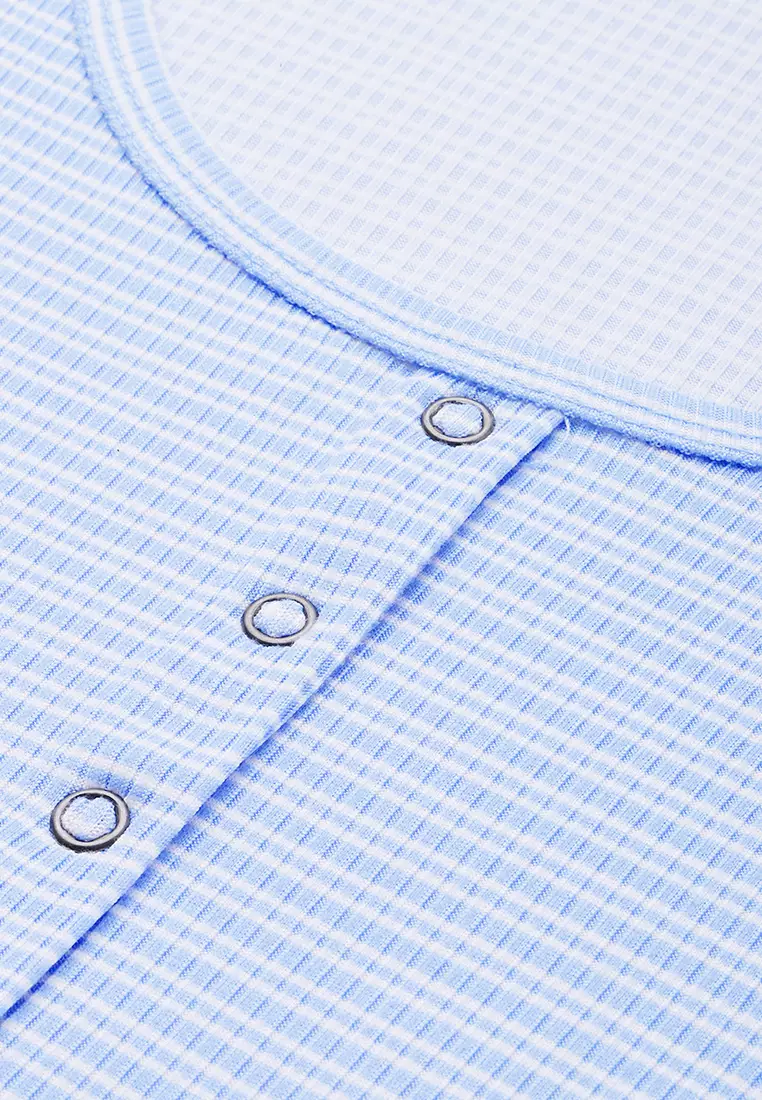 Atasan Musim Panas Bergaris Biru