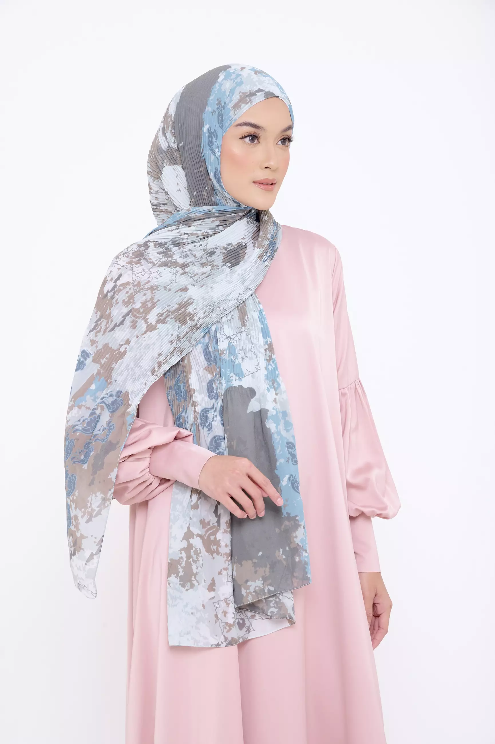 ZM Zaskia Mecca - Cyril Cyan Pashmina Instant Plisket - Jelita Indonesia - Edisi Lamun Ombak