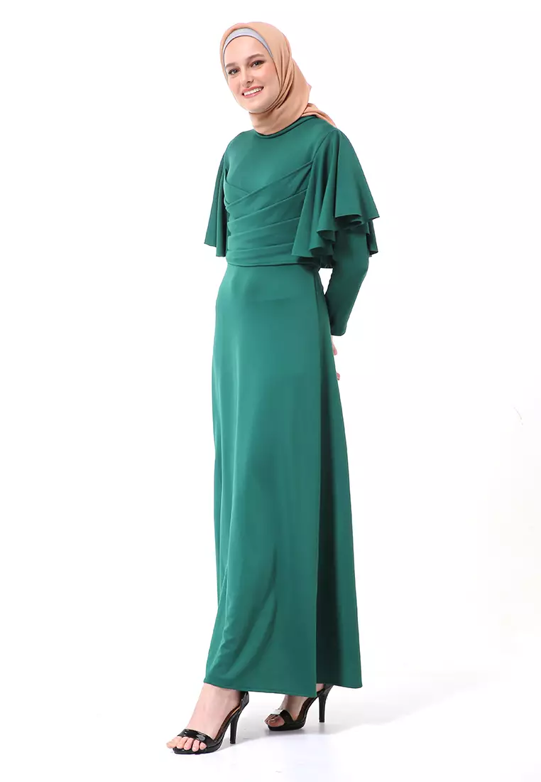 Zeta Dress Fashion Muslimah Wanita Long Sleeve Style Basic Relaxed Fit - Hijau Natal