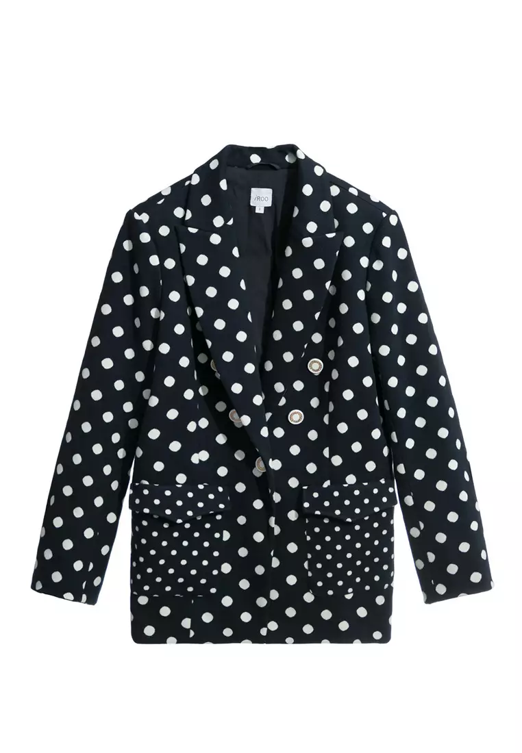 Polka Dot Mid Length Blazer