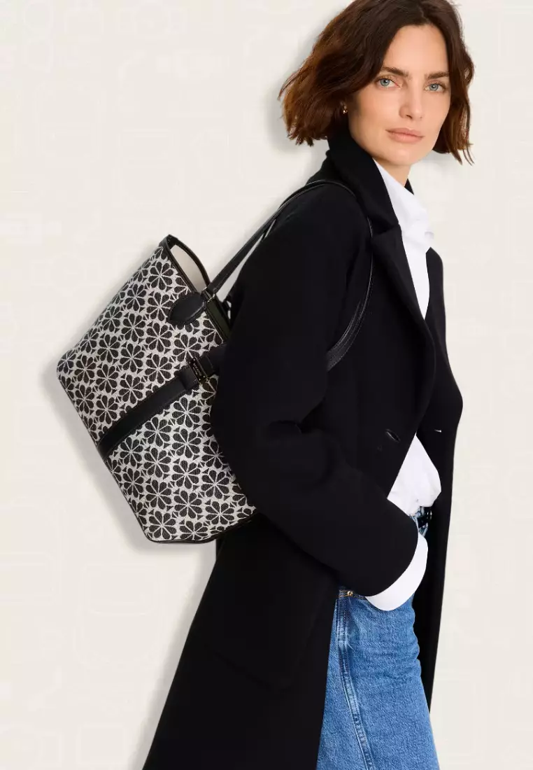 Kate Spade Spade Flower Jacquard Medium Open Tote Sand Multi