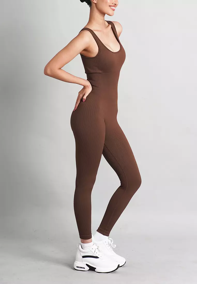 Frankie Collection: Ribbed Bodycon Padded Onesie