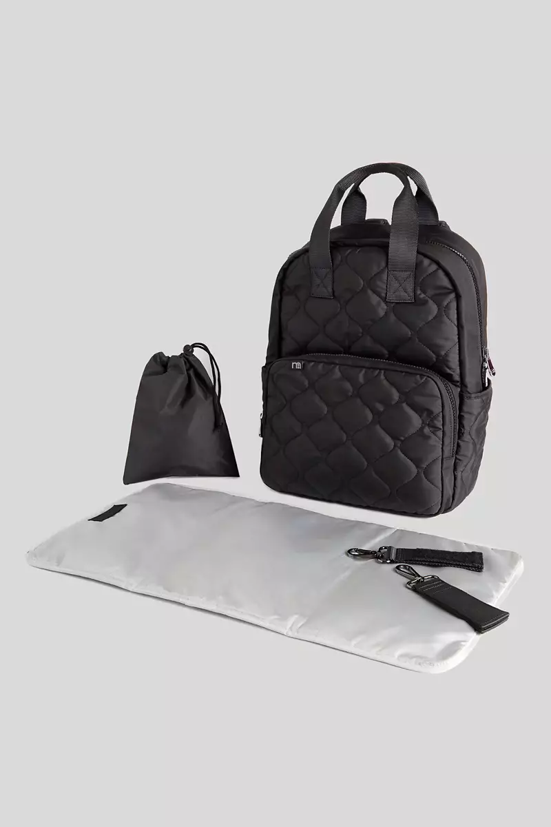 Mothercare Black Quilted Backpack Changing Bag -  Tas Travel Perlengkapan Popok Bayi
