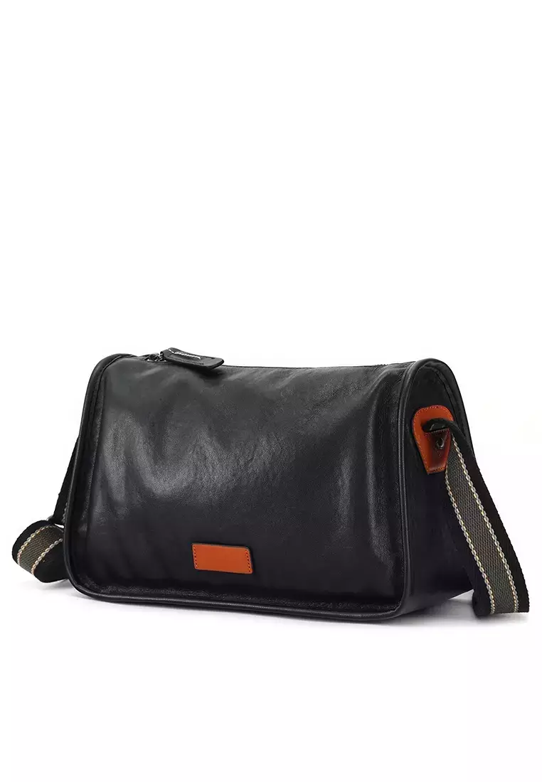 black genuine leather crossbody bag