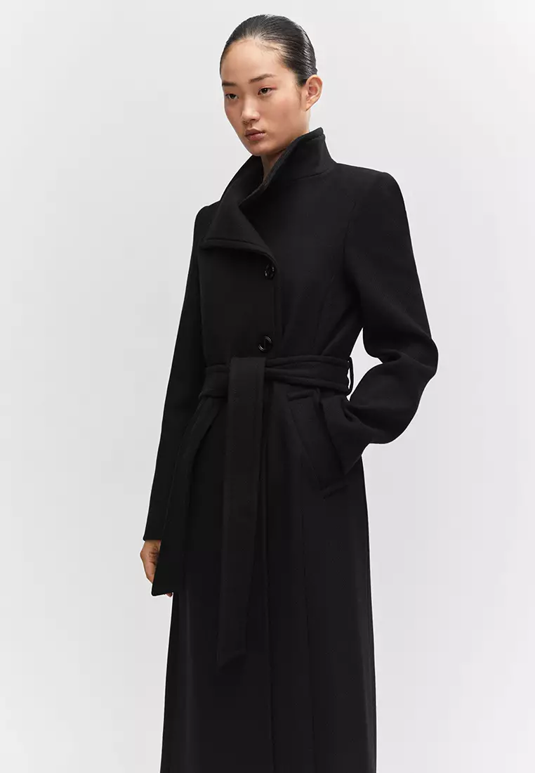 Mango long black coat