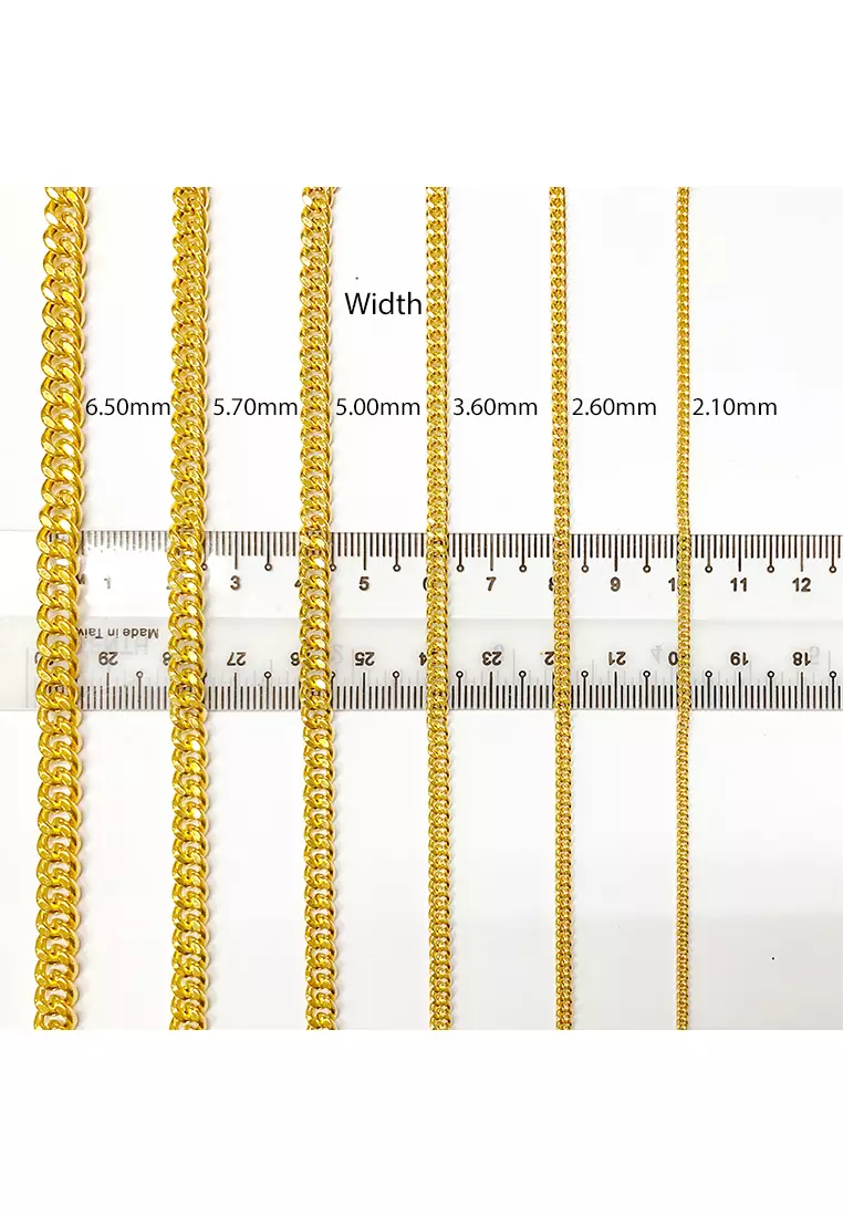 916/22K Gold Hollow Machine Curb Chain Bracelet T020 (4.30MM)
