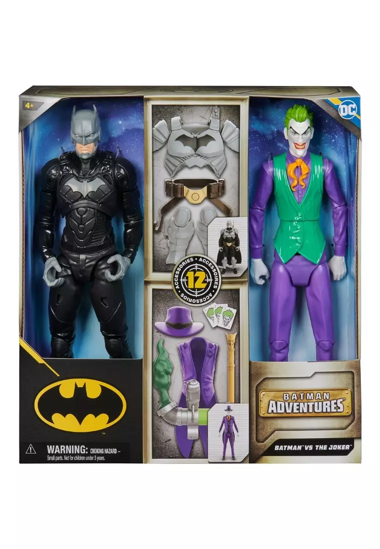 DC Comics, Batman Adventures, Batman vs The Joker Action Figures Set, 2 Figures, 12 Armor Accessories, 12-inch
