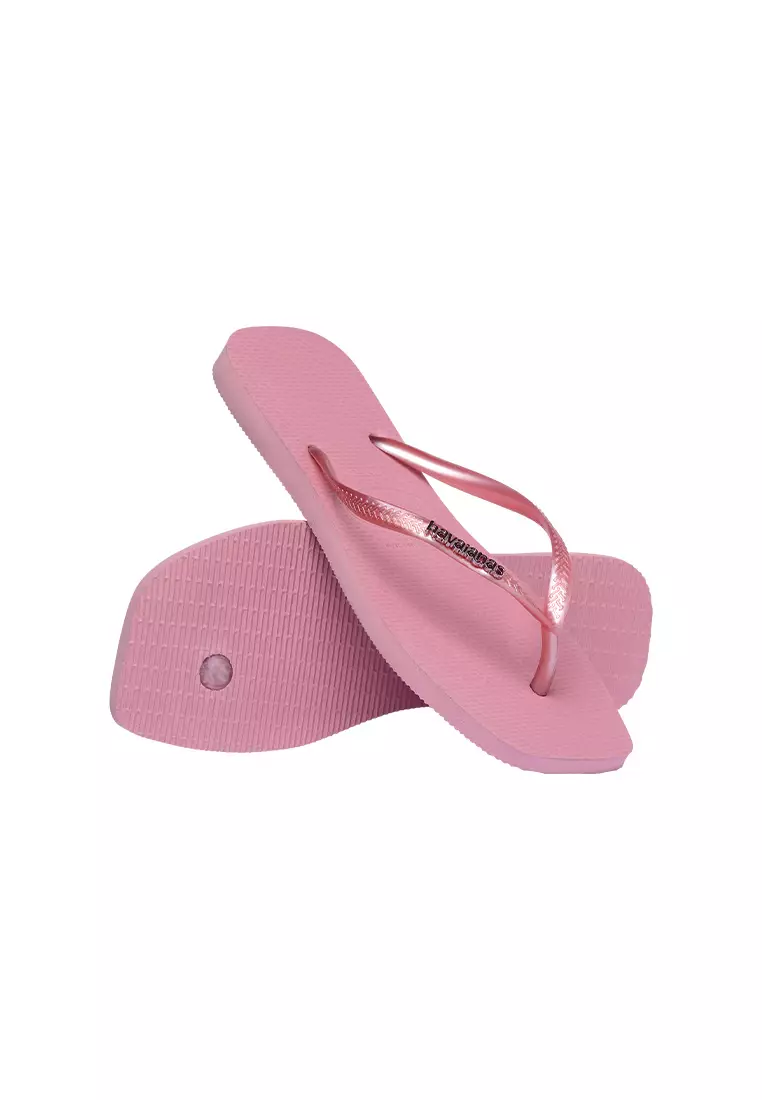 Slim Square Logo Metallic Flip Flops