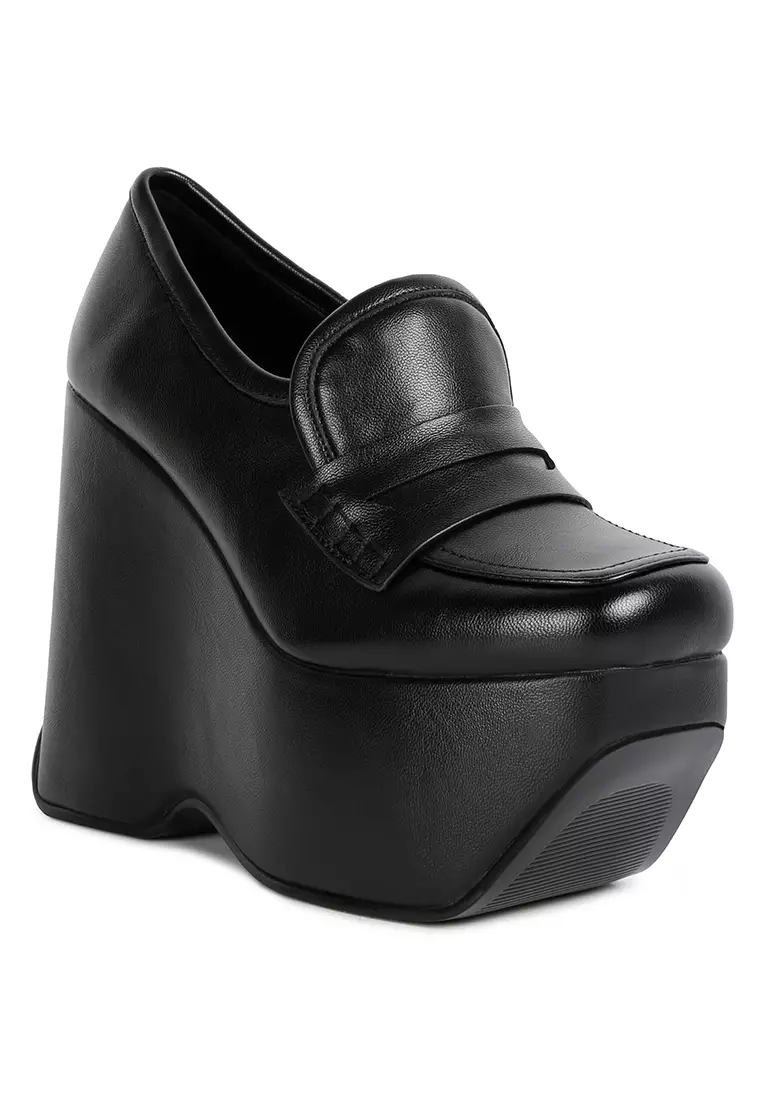 Buy Rag & CO. Black High Platform Wedge Loafers Online ZALORA Malaysia