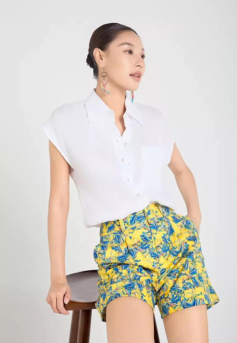 Floral Printed Khaki Shorts