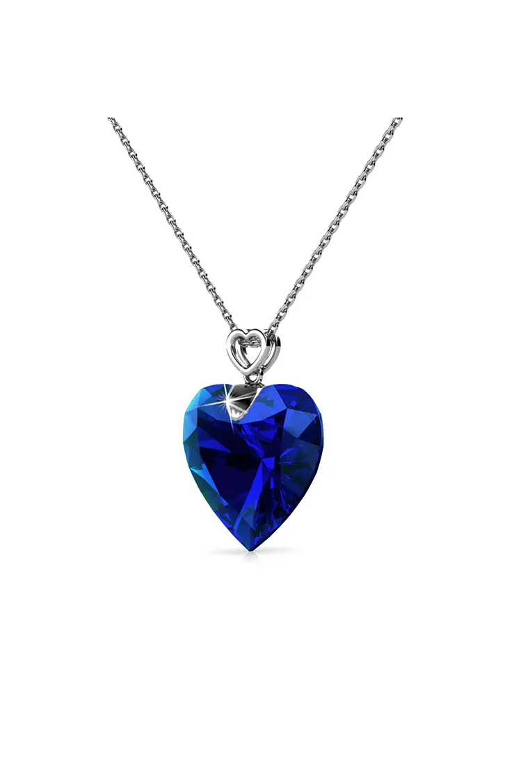 Royal Heart Pendant Blue - Kalung Crystal Swarovksi by Her Jewellery