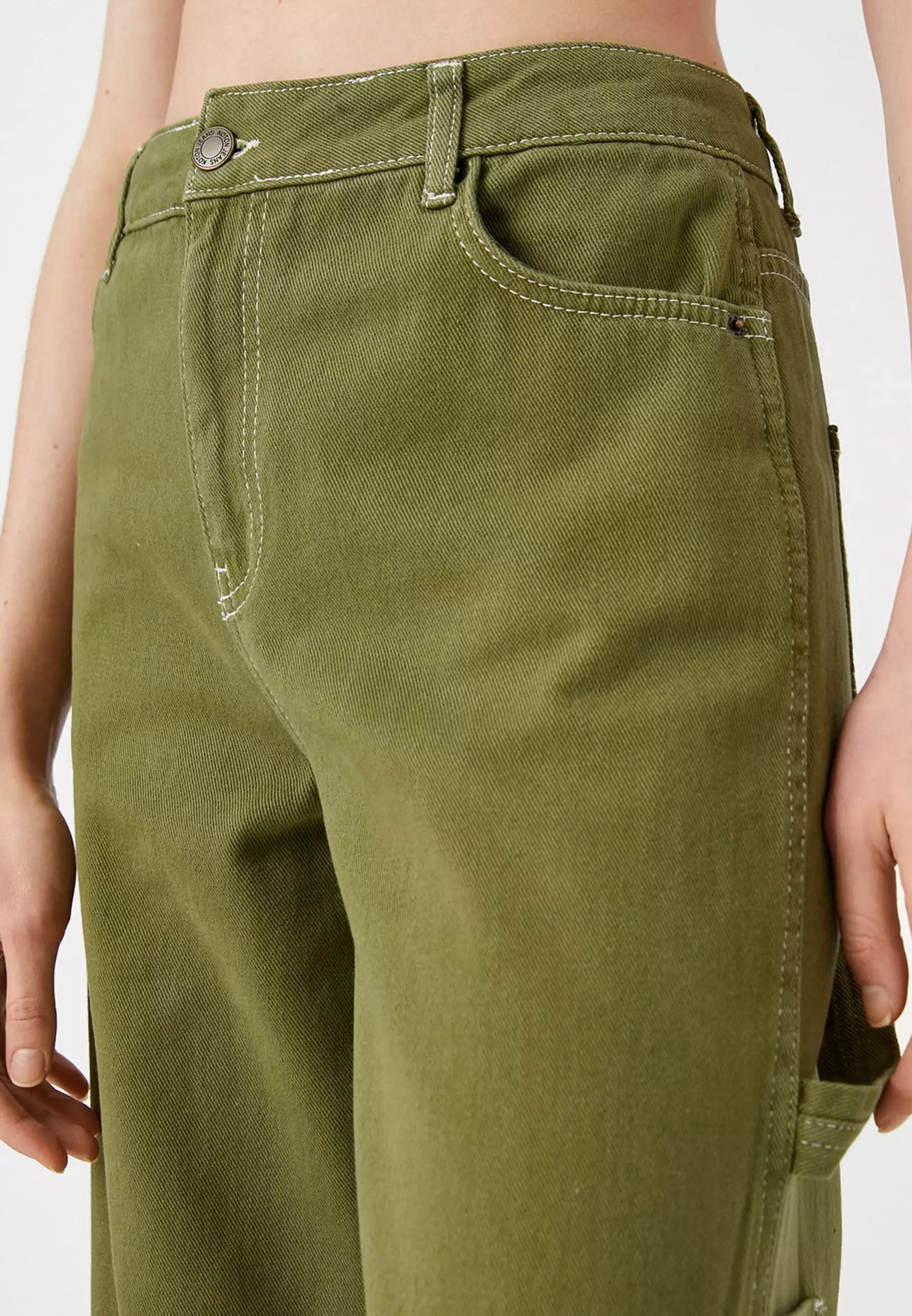 High Waist Wide Cargo Denim Pants
