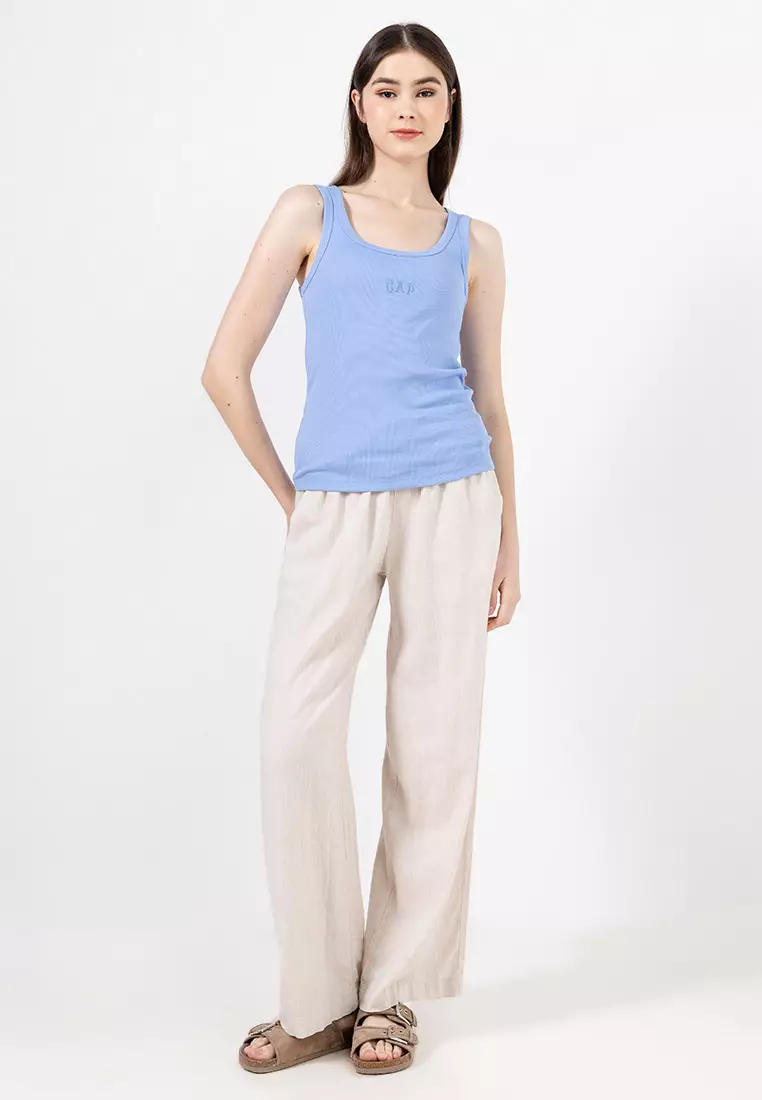 Sleeveless Cotton Logo Tank Top