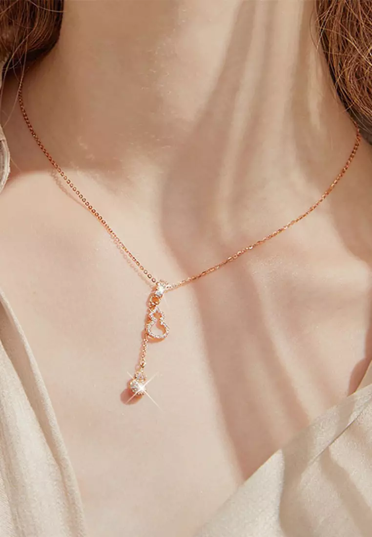 Kalung Wanita Original N042 Gourd Design Titanium Anti Luntur Perhiasan Cewek Korea Fashion rose