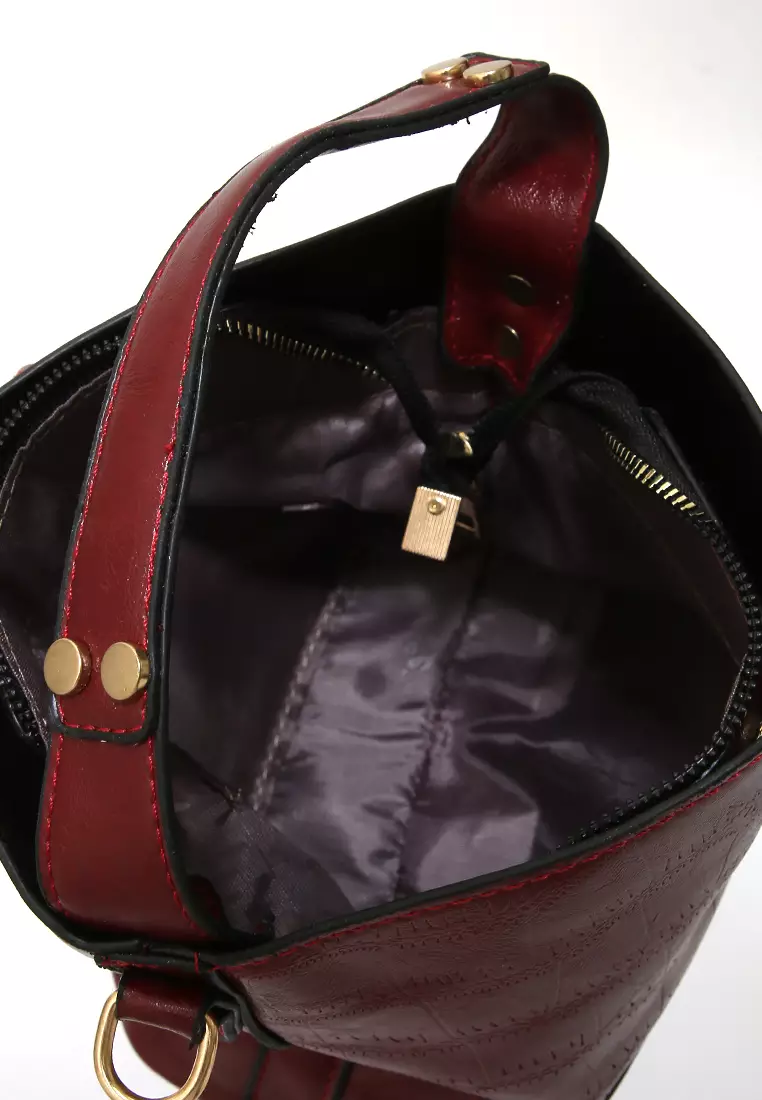 Eilaria Tas Selempang Fashion Wanita Big Strap Shoulder Bag Material Leather ORIGINAL - Red