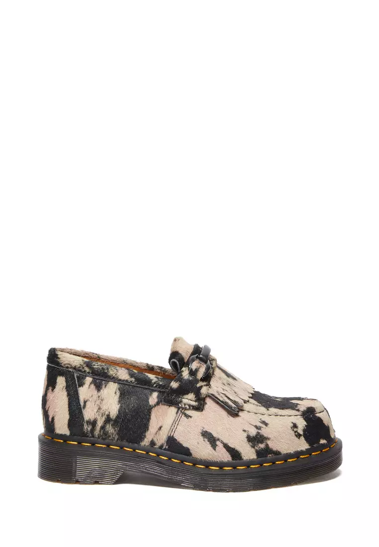 Discount on Dr. Martens  shoes - SKU: Adrian Snaffle Suede & Hair-On Black Beige Loafers Women