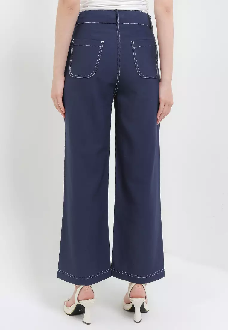 Celana Linen Twill Navy -Sophia Long Pants