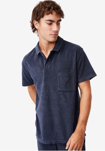 Cotton On blue and navy Textured Polo Shirt 3D984AA91FC393GS_1
