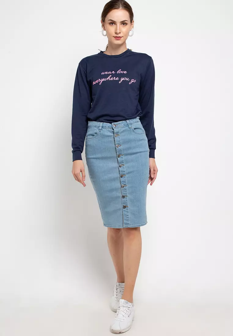 Sweater Atasan Top Long Shirt Wear Love Every Where You Go