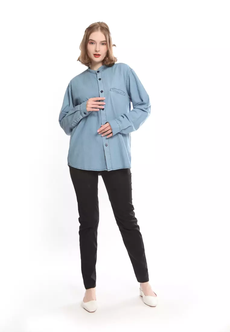 Tunik Denim Krah Mandarin KB282312