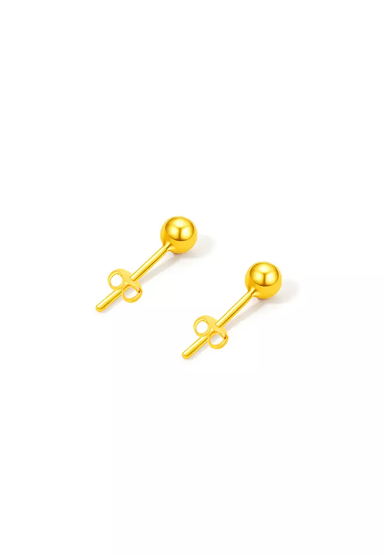 375/9K Gold Sphere Earrings S103 (M Size)