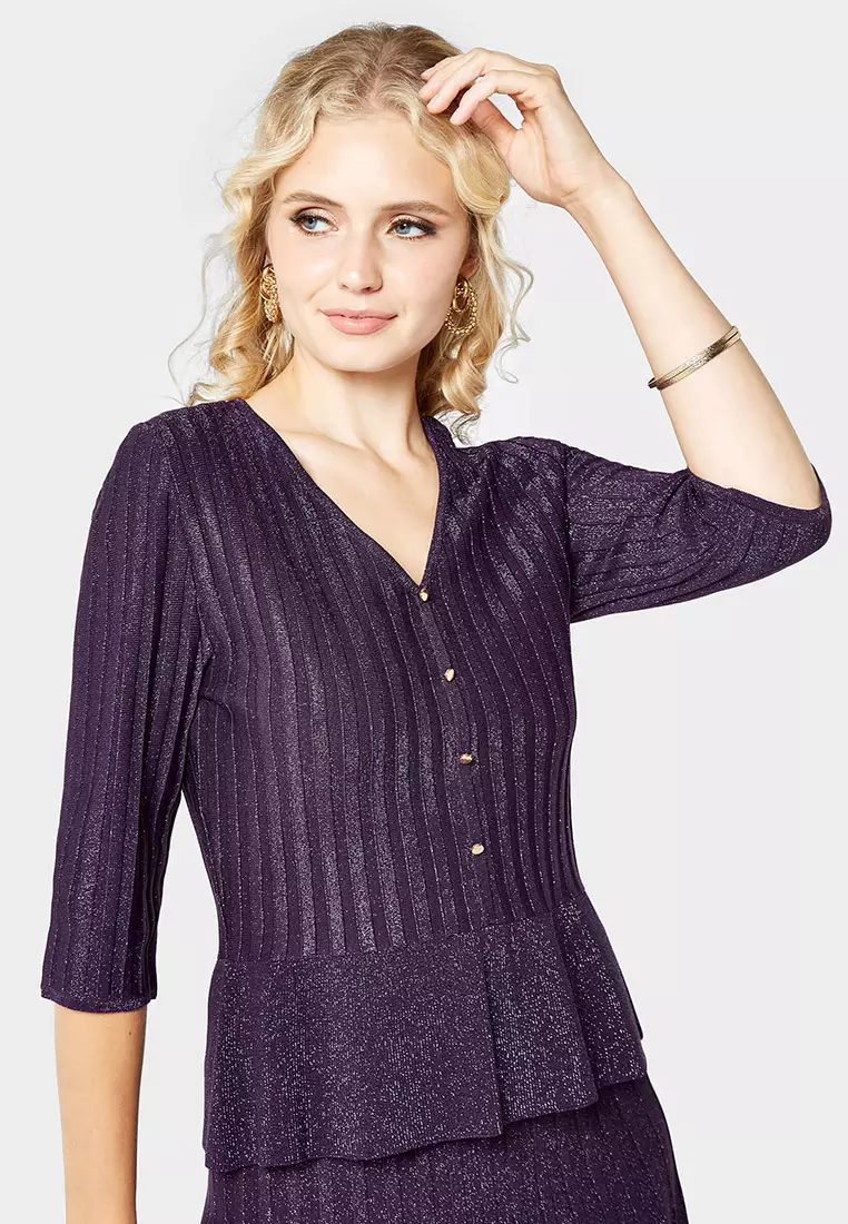 Sadie Knitted Metallic Ribbed Top