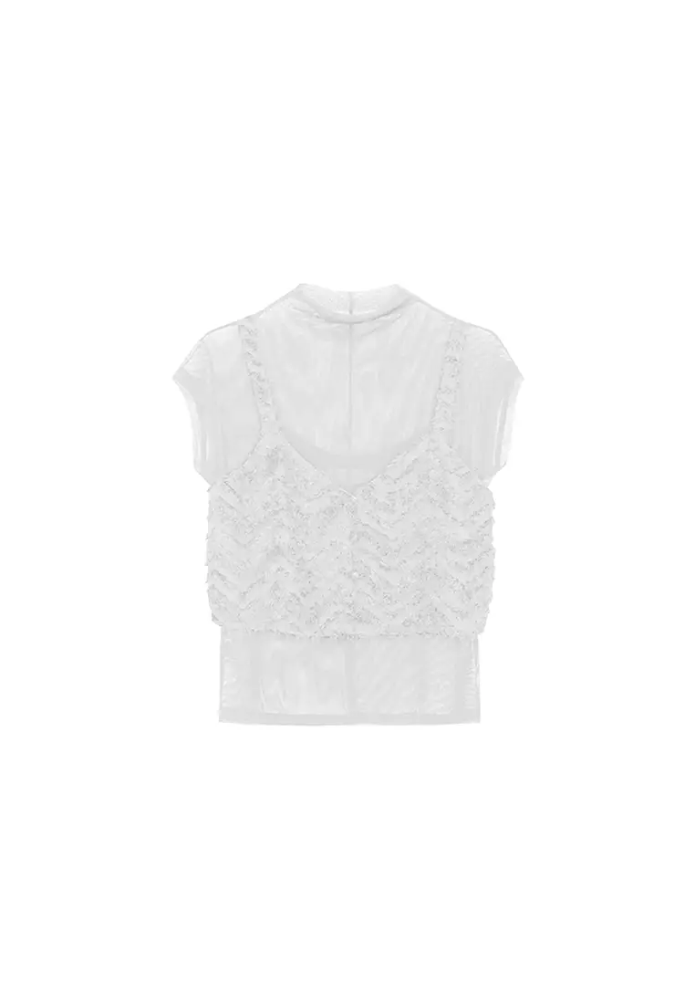 Ruffle High Neck Sleeveless Top